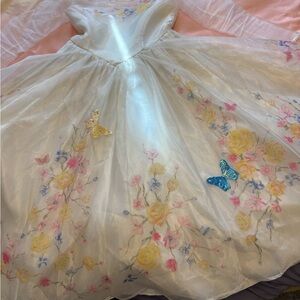 Disney Floral Kids Dress with Butterflies - White and Yellow